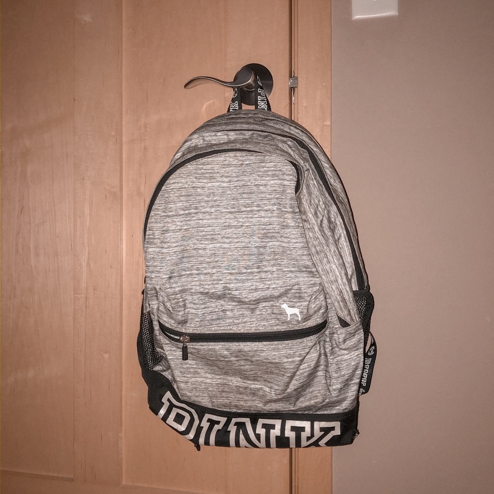 PINK grey marled campus backpack